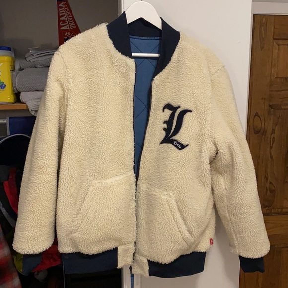 LEVI’S reversible Sherpa bomber jacket size Large - Picture 3 of 7